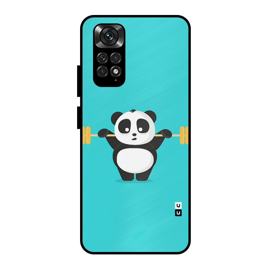 Cute Weightlifting Panda Metal Back Case for Redmi Note 11 Pro