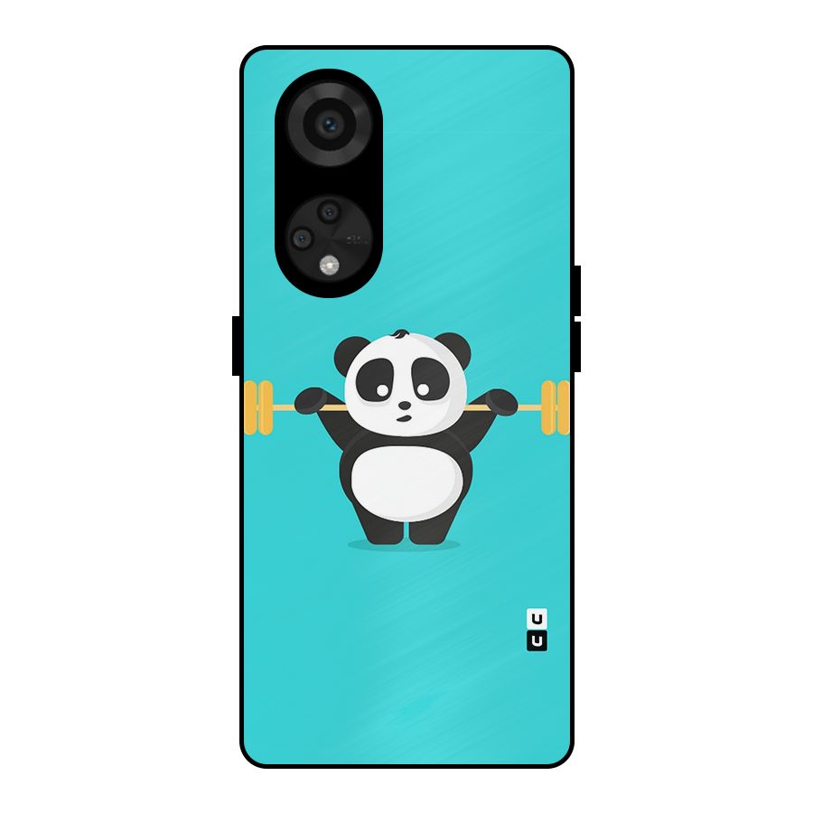 Cute Weightlifting Panda Metal Back Case for Reno8 T 5G