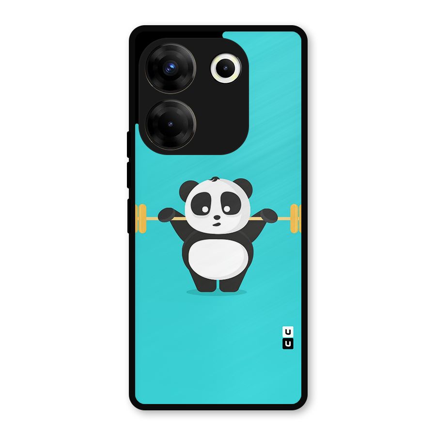 Cute Weightlifting Panda Metal Back Case for Tecno Camon 20 Pro