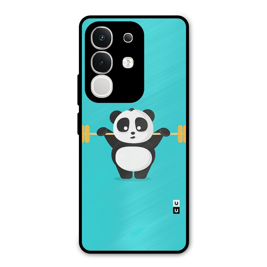 Cute Weightlifting Panda Metal Back Case for Vivo T4x