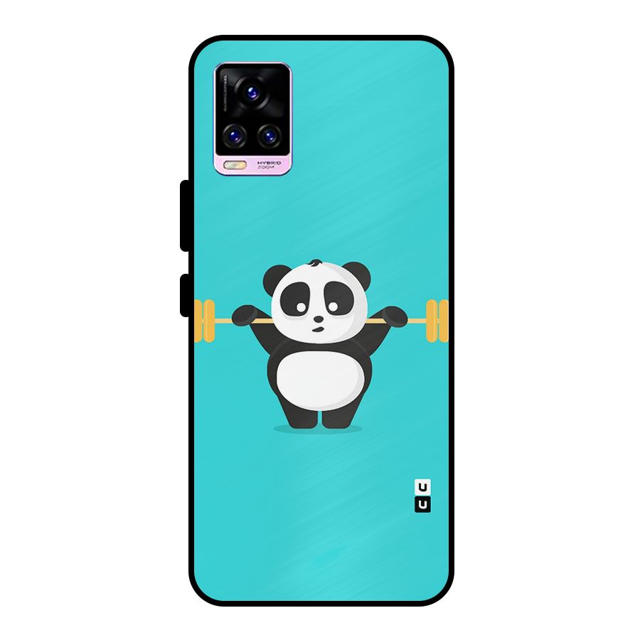 Cute Weightlifting Panda Metal Back Case for Vivo V20 Pro