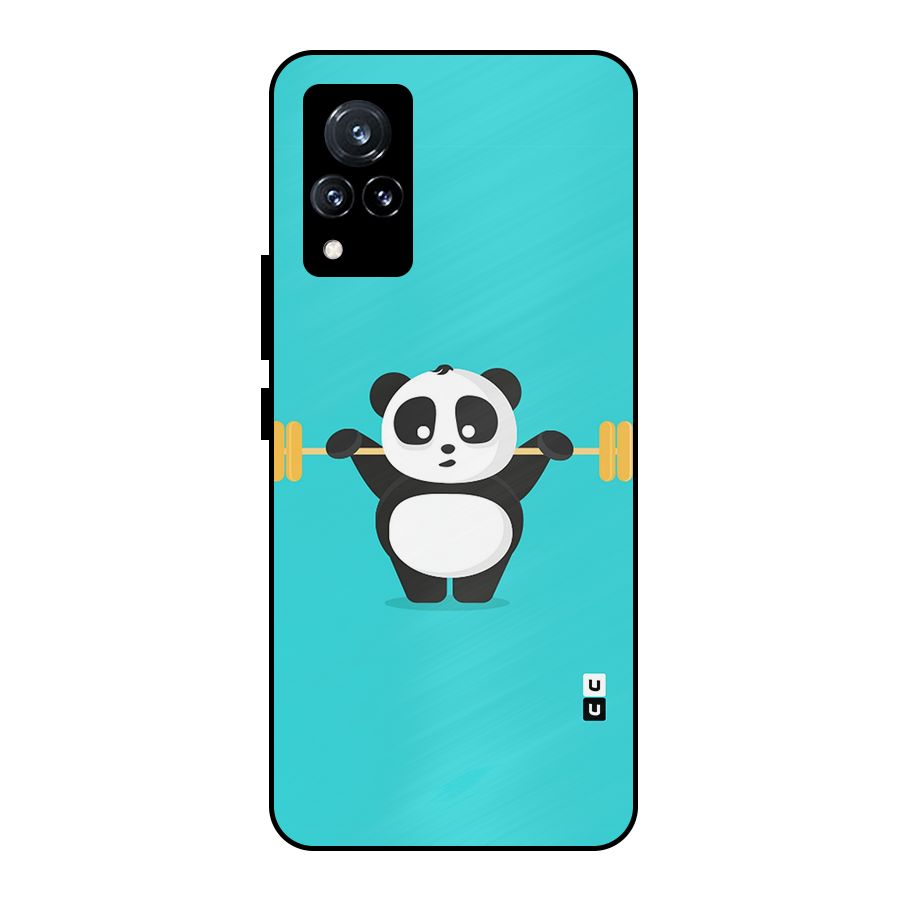 Cute Weightlifting Panda Metal Back Case for Vivo V21 5G