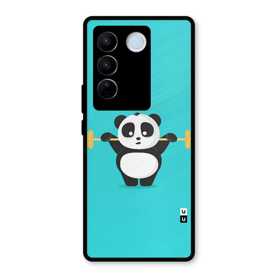 Cute Weightlifting Panda Metal Back Case for Vivo V27