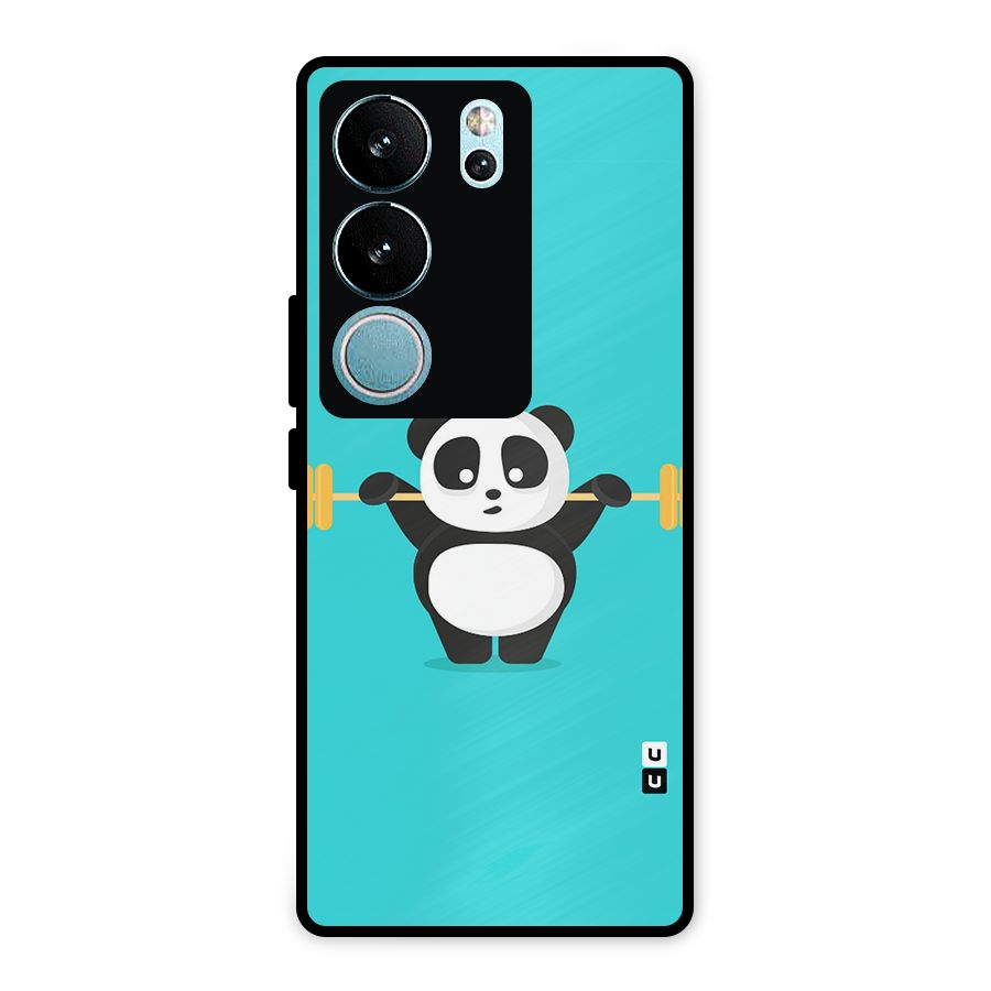 Cute Weightlifting Panda Metal Back Case for Vivo V29