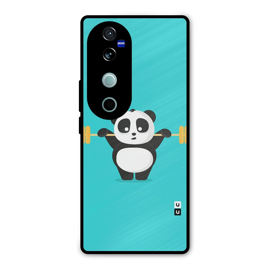 Cute Weightlifting Panda Metal Back Case for Vivo V40