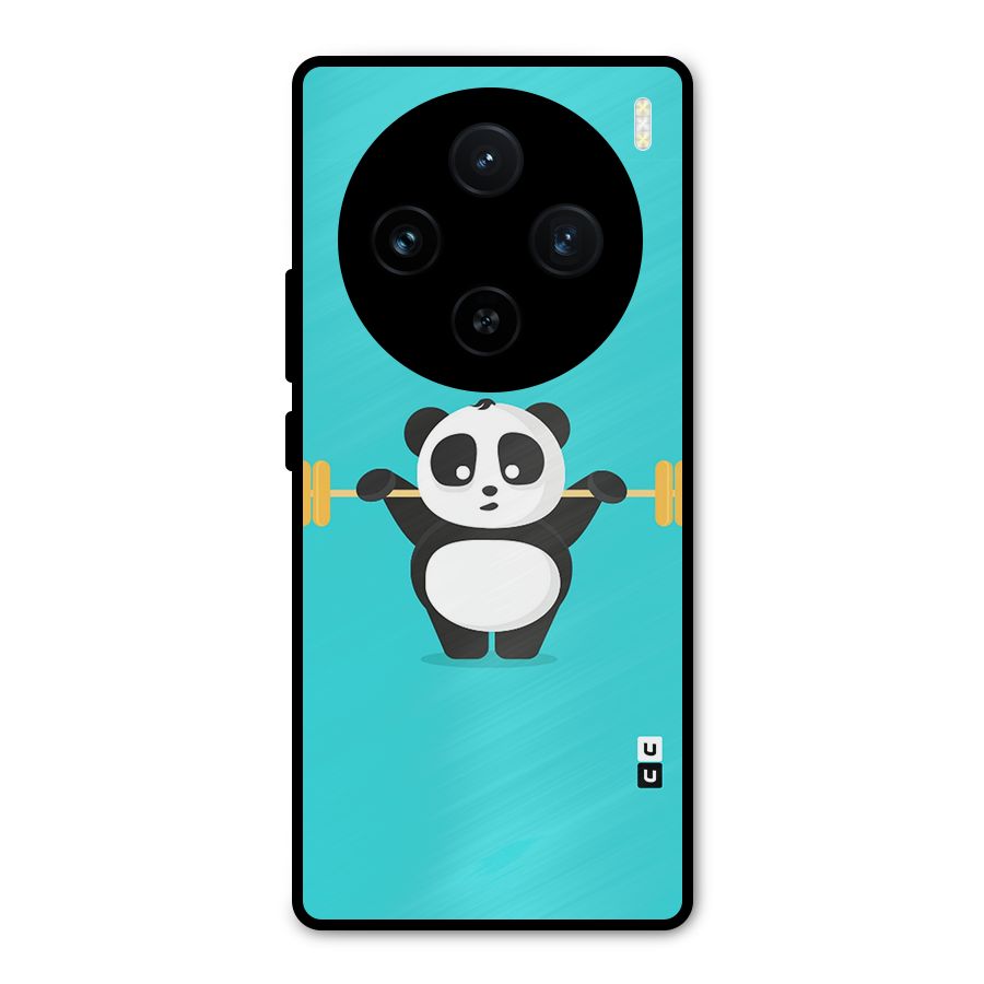 Cute Weightlifting Panda Metal Back Case for Vivo X100