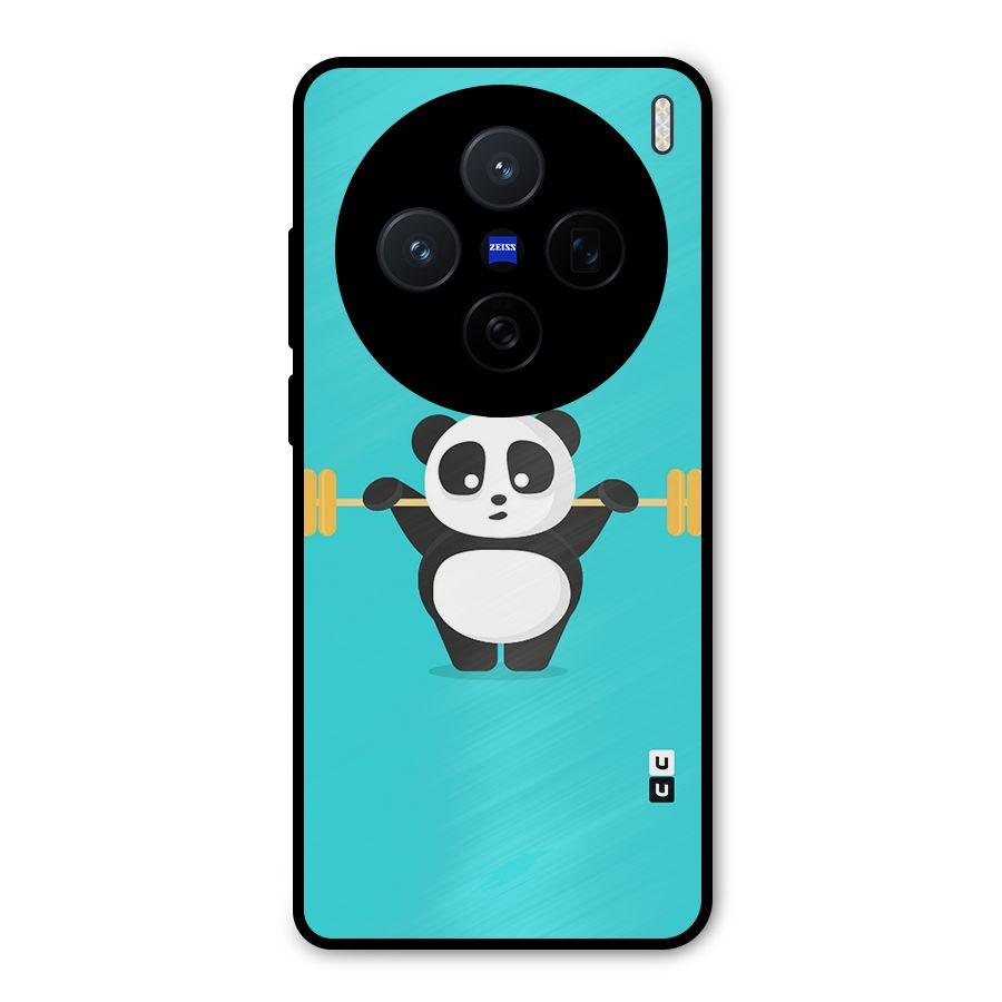 Cute Weightlifting Panda Metal Back Case for Vivo X200