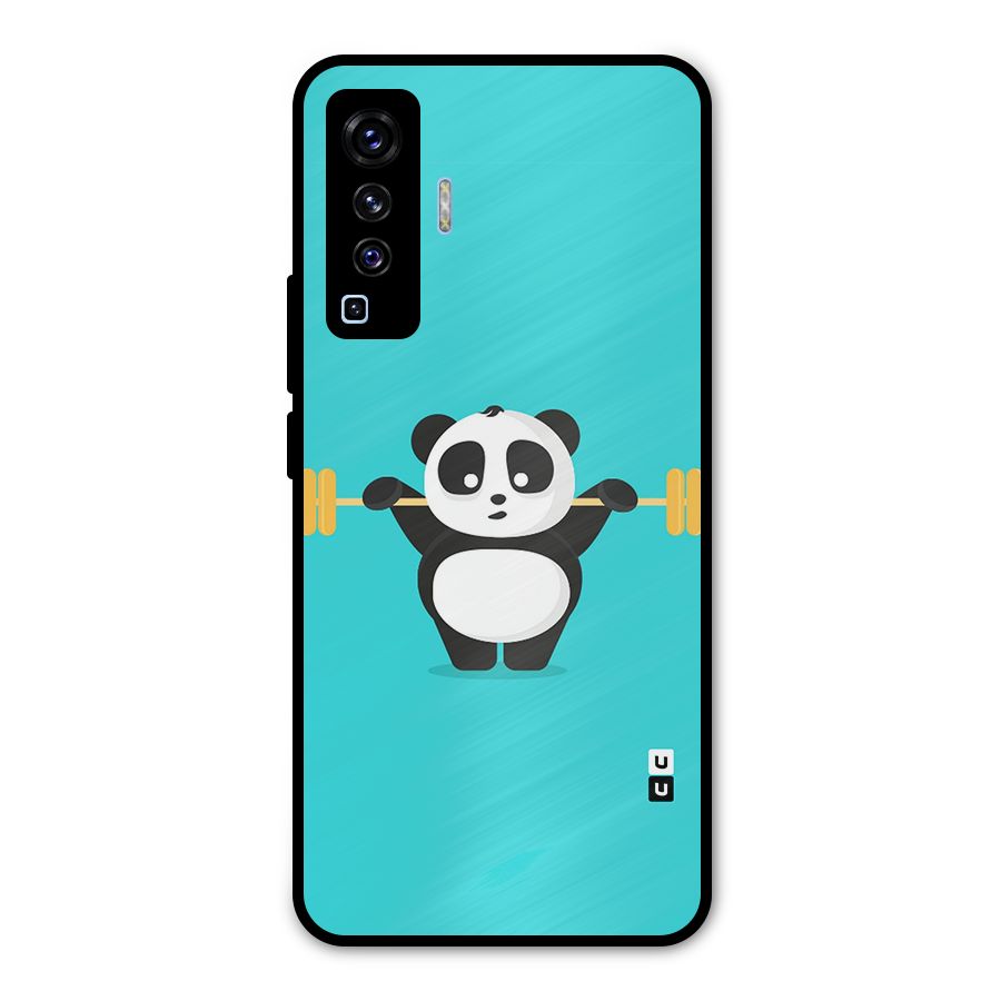 Cute Weightlifting Panda Metal Back Case for Vivo X50