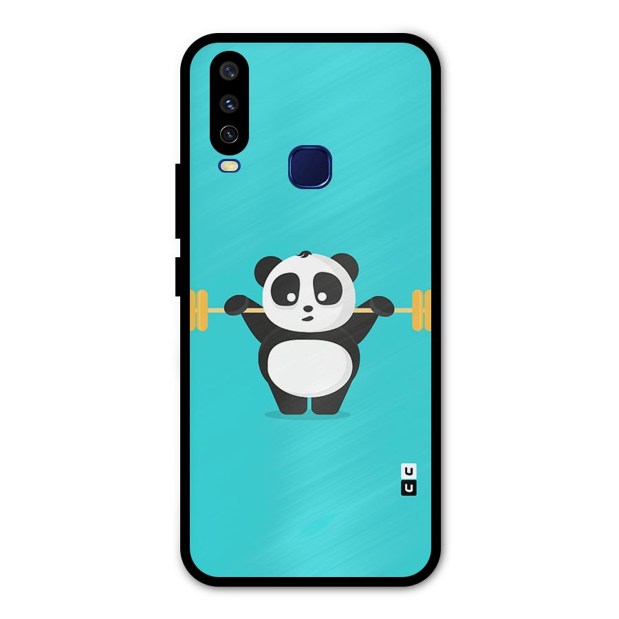 Cute Weightlifting Panda Metal Back Case for Vivo Y15