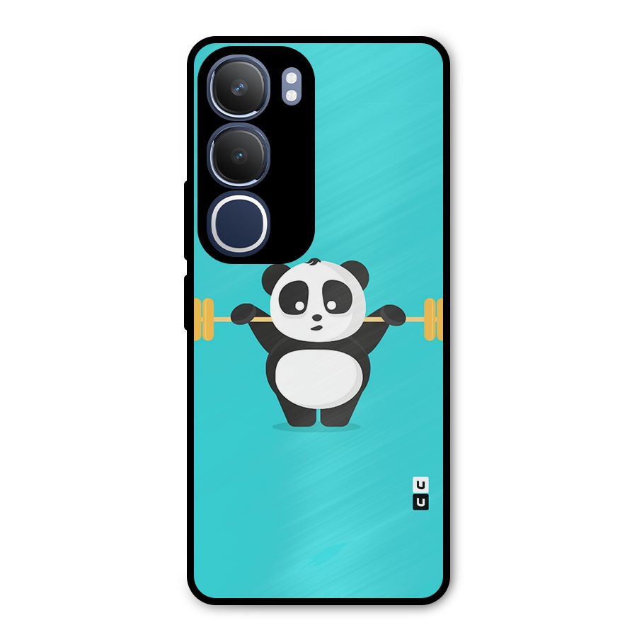 Cute Weightlifting Panda Metal Back Case for Vivo Y29