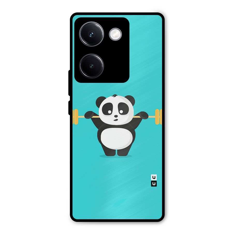 Cute Weightlifting Panda Metal Back Case for Vivo Y300 Plus