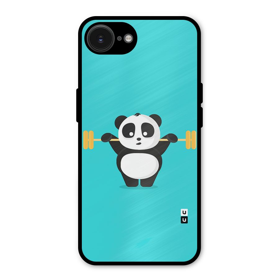 Cute Weightlifting Panda Metal Back Case for iPhone 16e