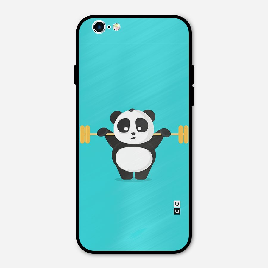 Cute Weightlifting Panda Metal Back Case for iPhone 6 6s