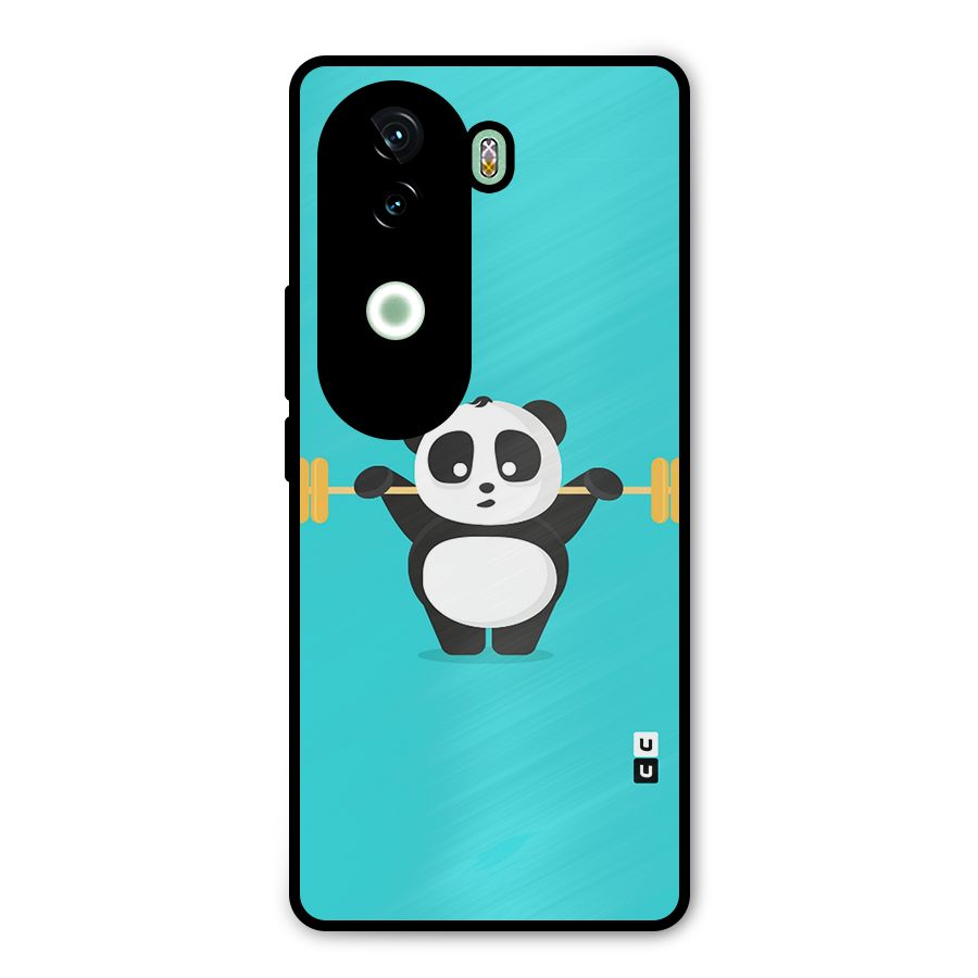 Cute Weightlifting Panda Metal Back Case for iQOO Z9s