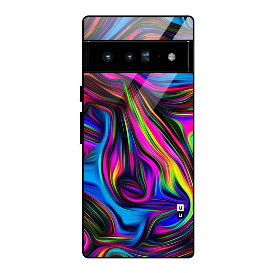 Dark Colorful Oil Abstract Glass Back Case for Google Pixel 6 Pro