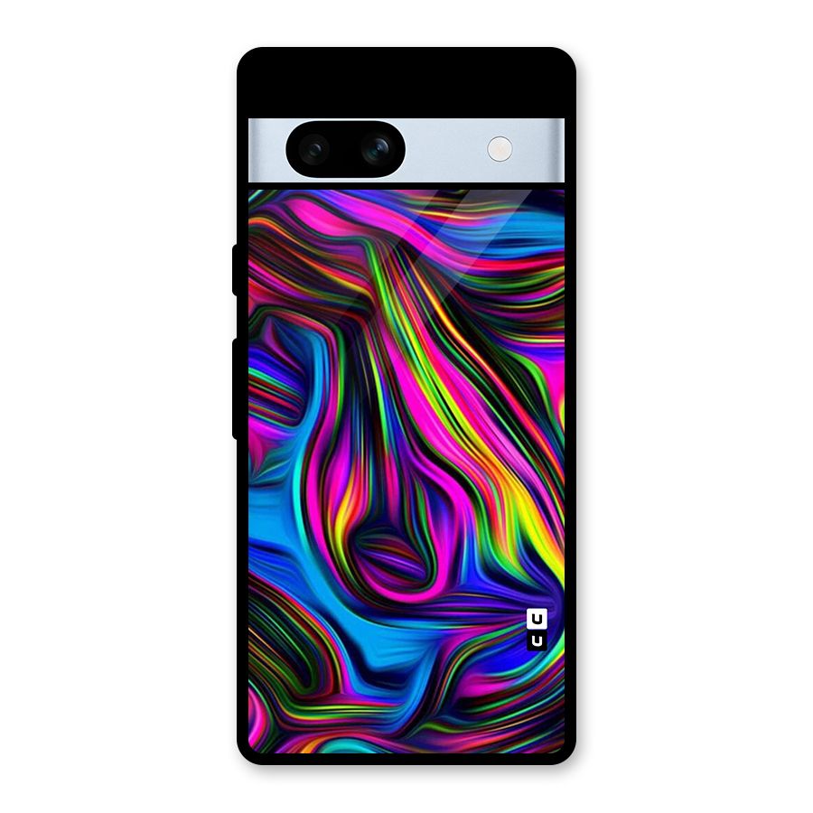 Dark Colorful Oil Abstract Glass Back Case for Google Pixel 7a