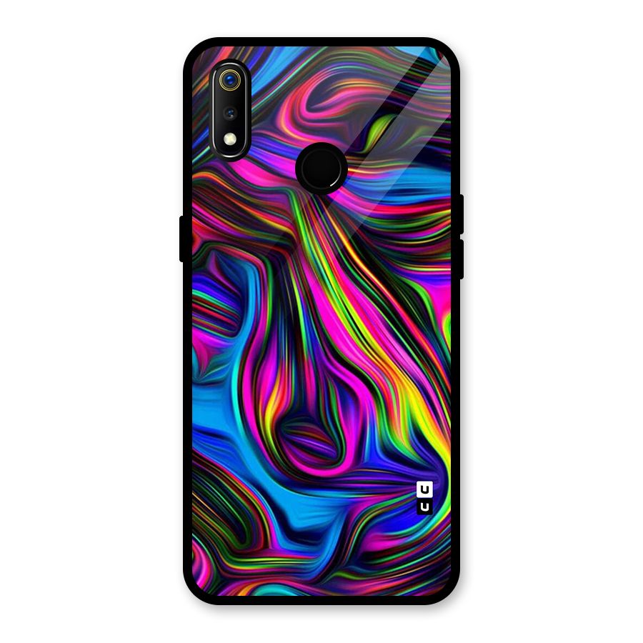 Dark Colorful Oil Abstract Glass Back Case for Realme 3i
