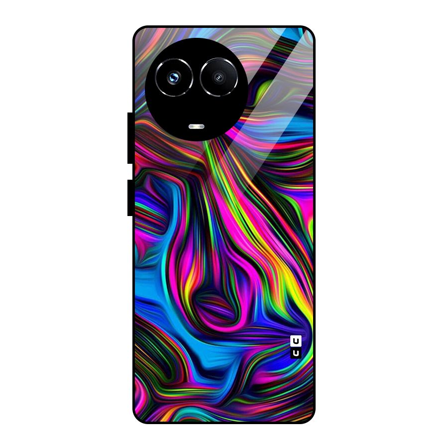 Dark Colorful Oil Abstract Glass Back Case for Realme Narzo 60X