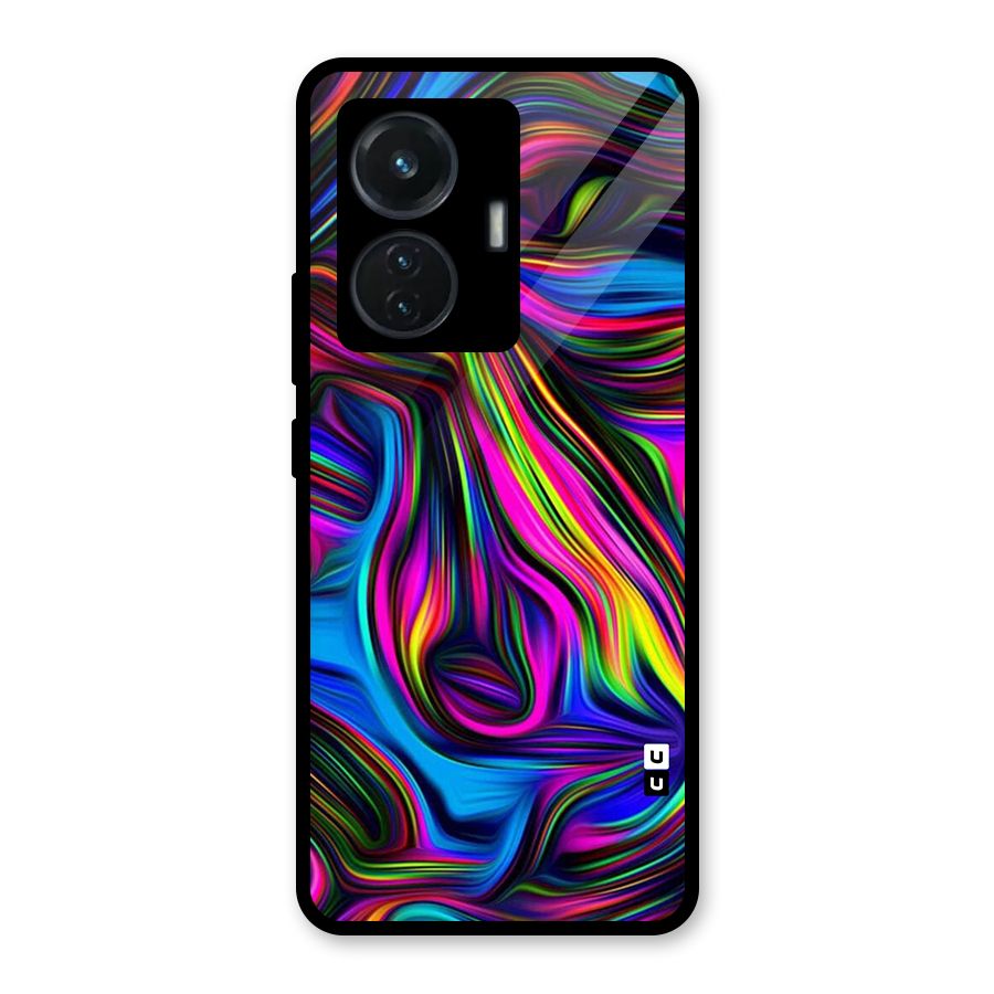 Dark Colorful Oil Abstract Glass Back Case for Vivo T1 44W