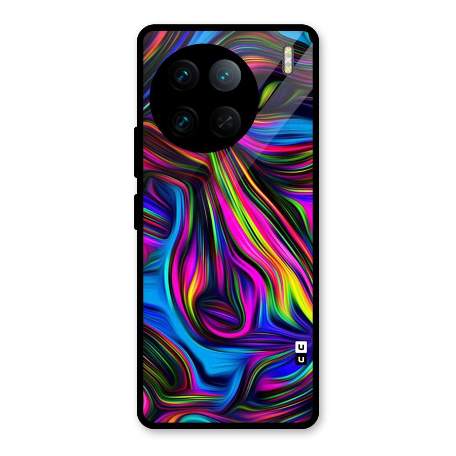 Dark Colorful Oil Abstract Glass Back Case for Vivo X90 Pro