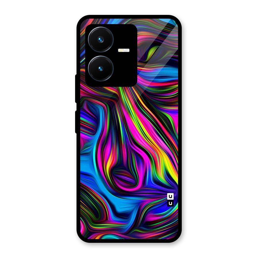 Dark Colorful Oil Abstract Glass Back Case for Vivo Y22s