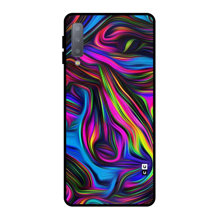 Dark Colorful Oil Abstract Metal Back Case for Galaxy A7 (2018)