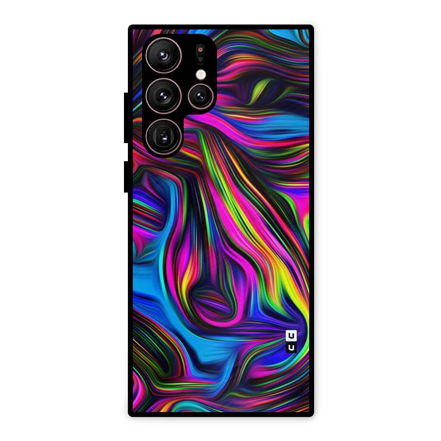 Dark Colorful Oil Abstract Metal Back Case for Galaxy S22 Ultra 5G