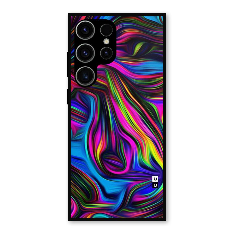 Dark Colorful Oil Abstract Metal Back Case for Galaxy S23 Ultra
