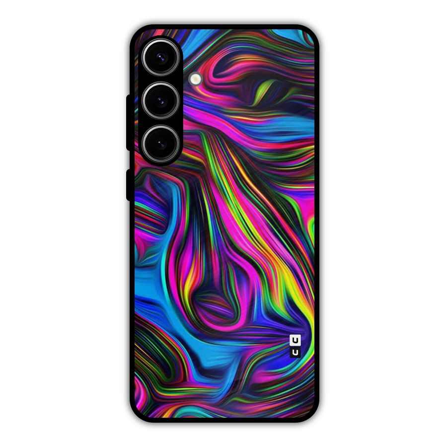 Dark Colorful Oil Abstract Metal Back Case for Galaxy S24 Plus