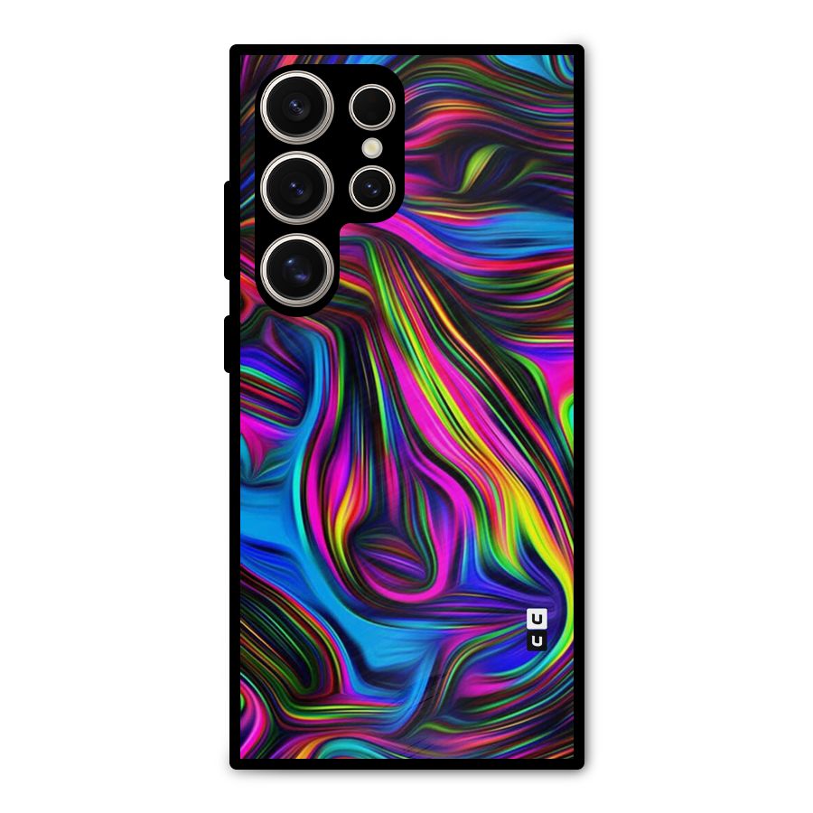 Dark Colorful Oil Abstract Metal Back Case for Galaxy S24 Ultra