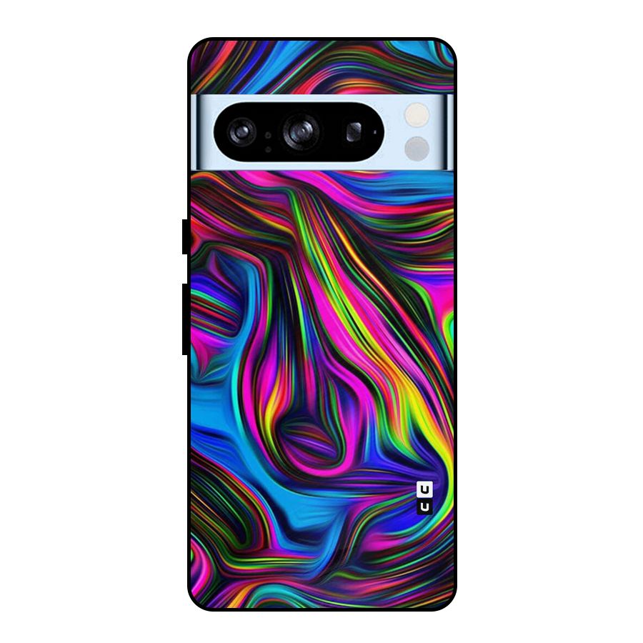 Dark Colorful Oil Abstract Metal Back Case for Google Pixel 8 Pro