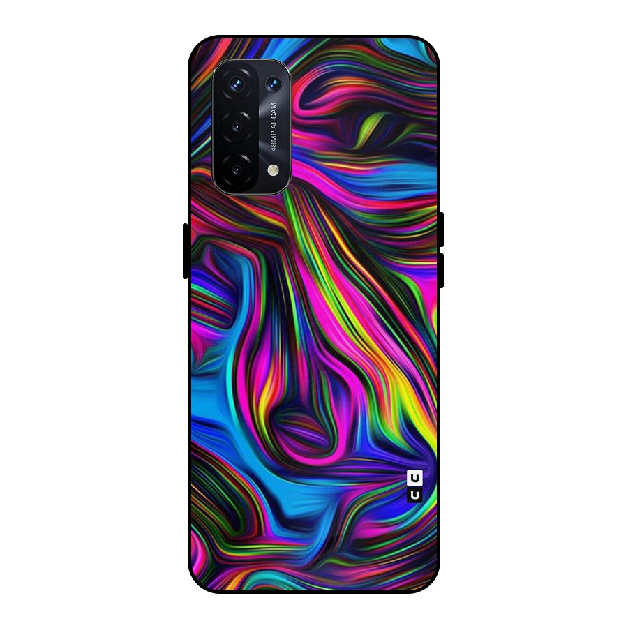 Dark Colorful Oil Abstract Metal Back Case for Oppo A74 5G