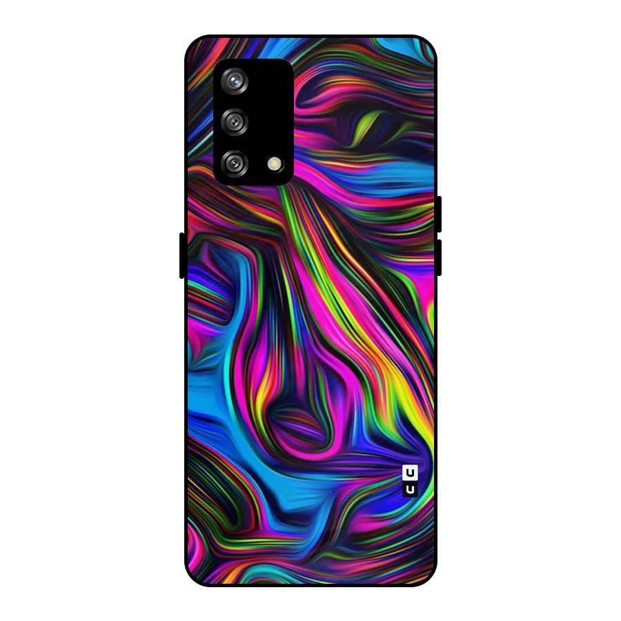 Dark Colorful Oil Abstract Metal Back Case for Oppo F19