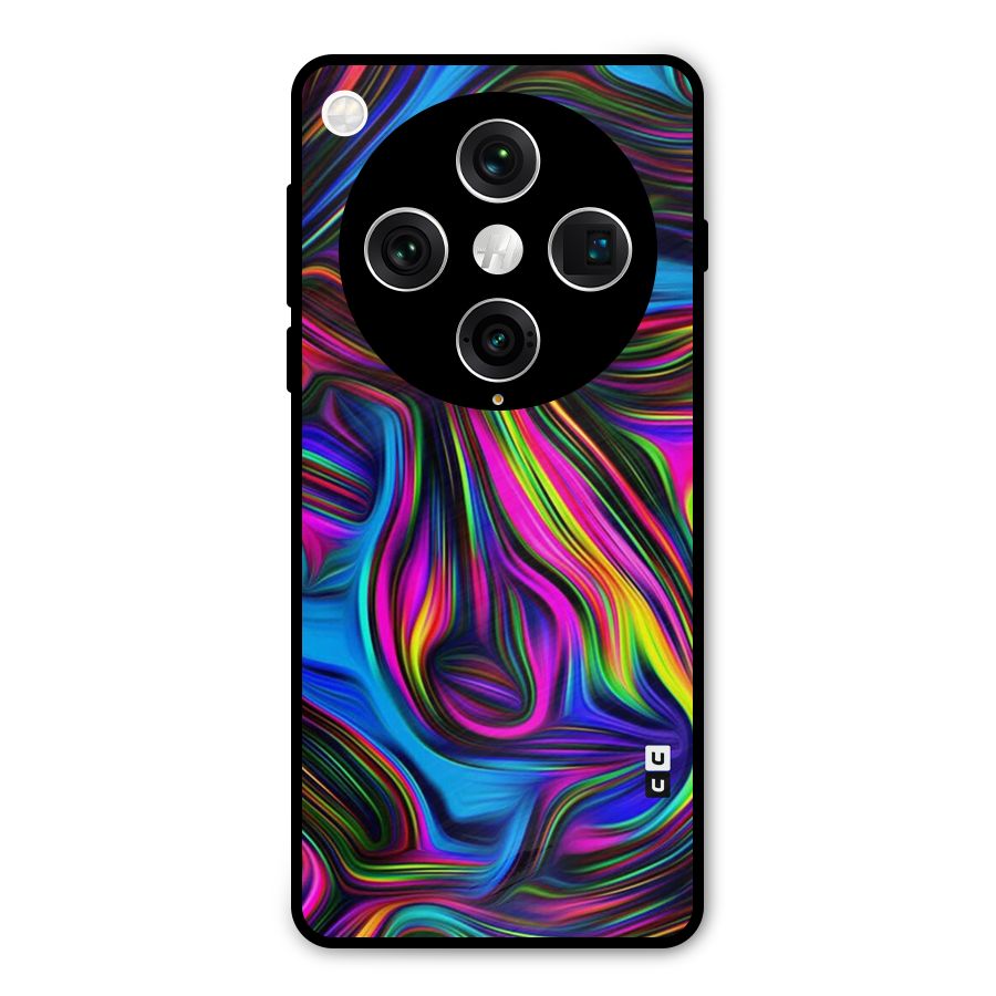 Dark Colorful Oil Abstract Metal Back Case for Oppo Find X8 Pro