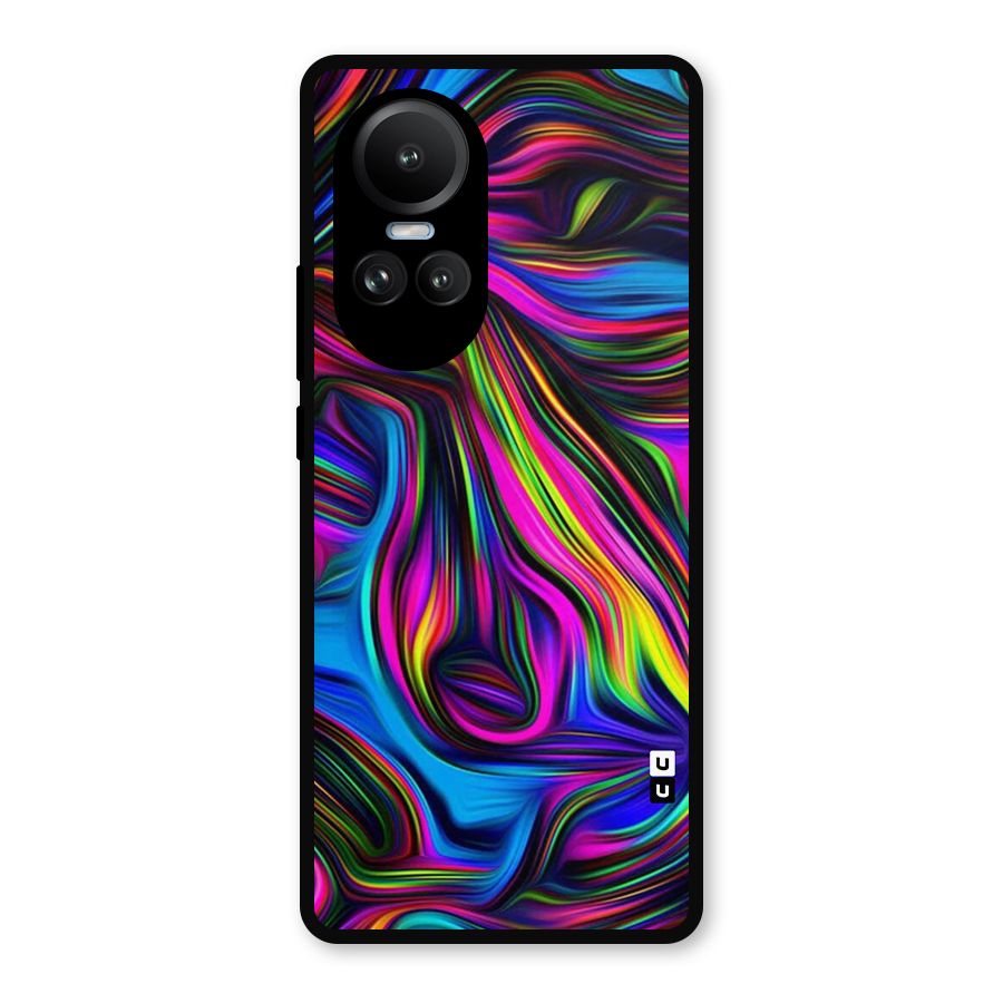 Dark Colorful Oil Abstract Metal Back Case for Oppo Reno10