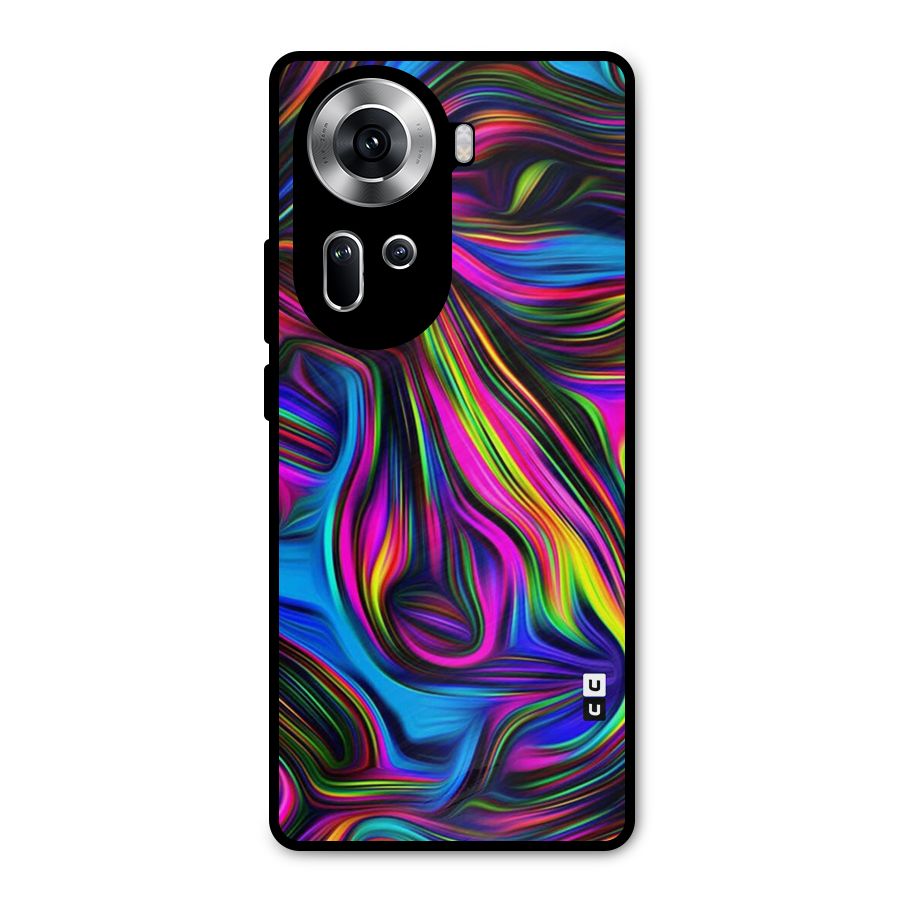 Dark Colorful Oil Abstract Metal Back Case for Oppo Reno11 5G