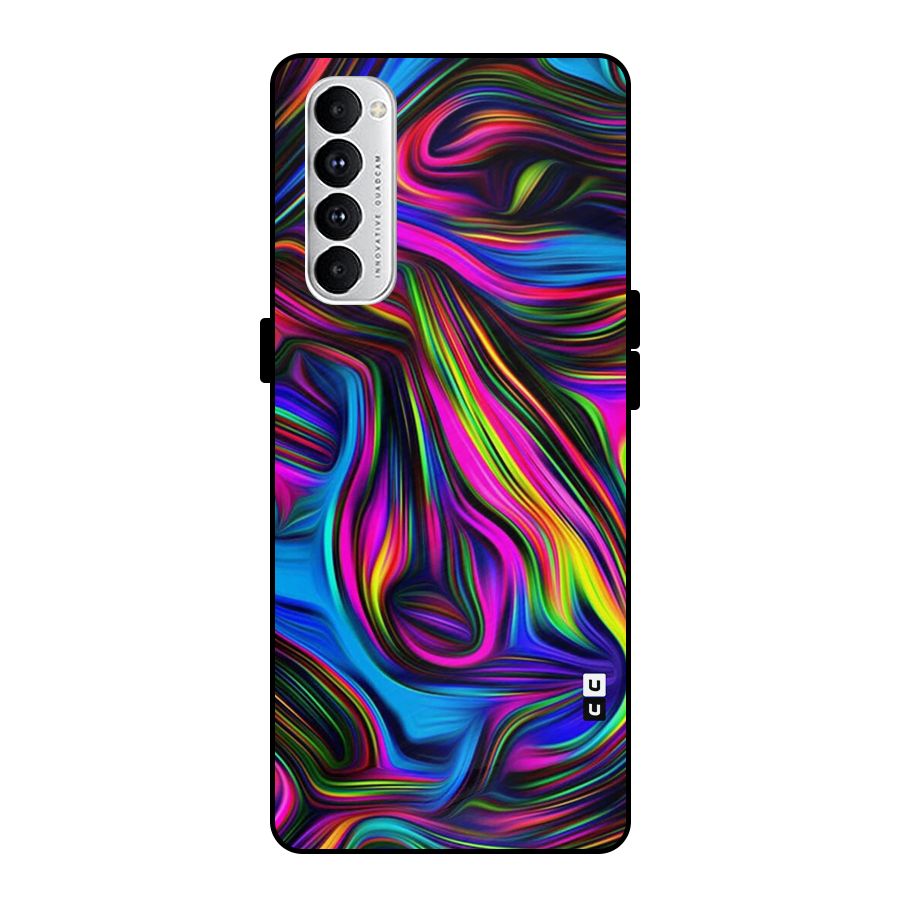 Dark Colorful Oil Abstract Metal Back Case for Oppo Reno4 Pro