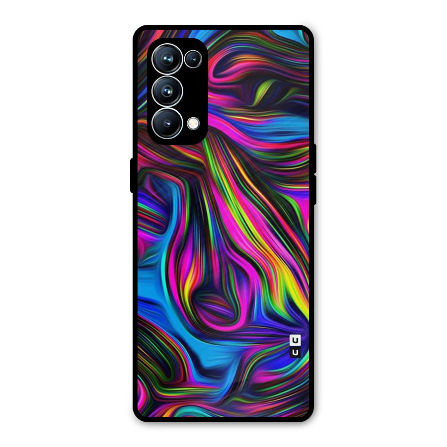 Dark Colorful Oil Abstract Metal Back Case for Oppo Reno5 Pro 5G
