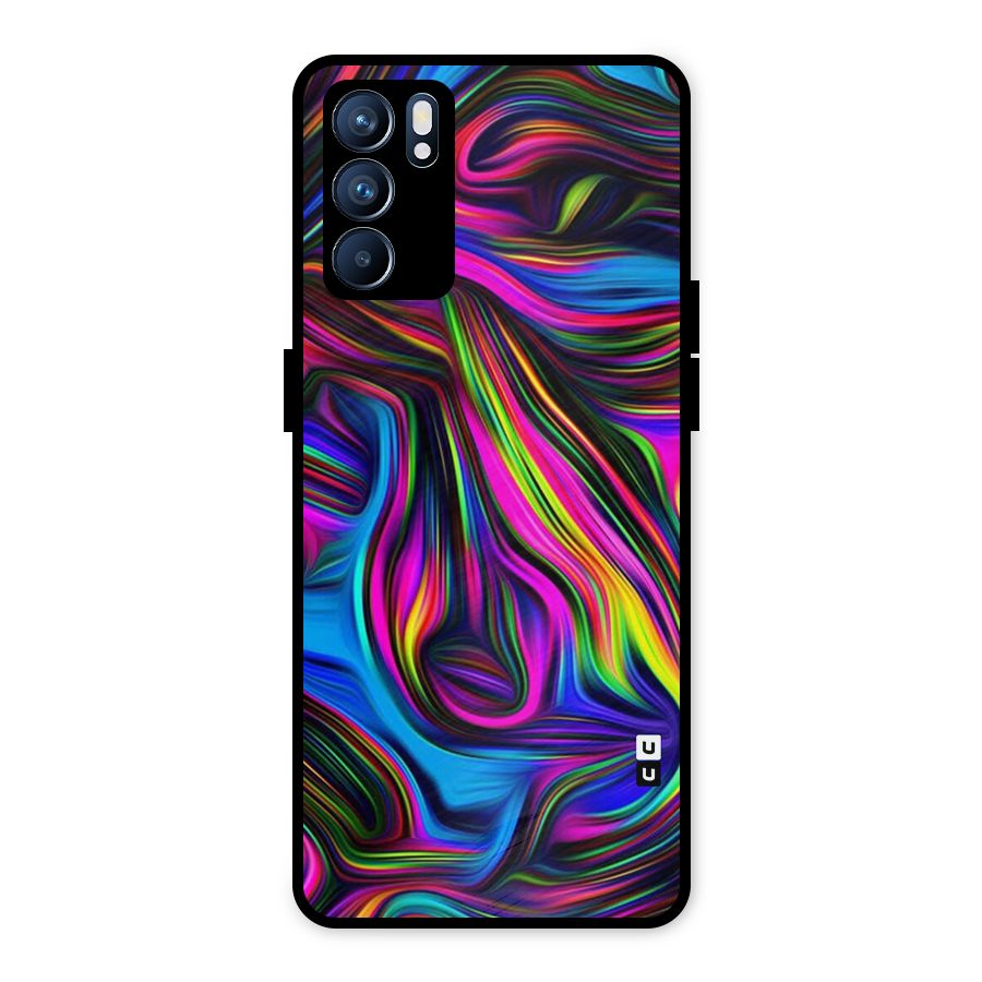 Dark Colorful Oil Abstract Metal Back Case for Oppo Reno6 5G
