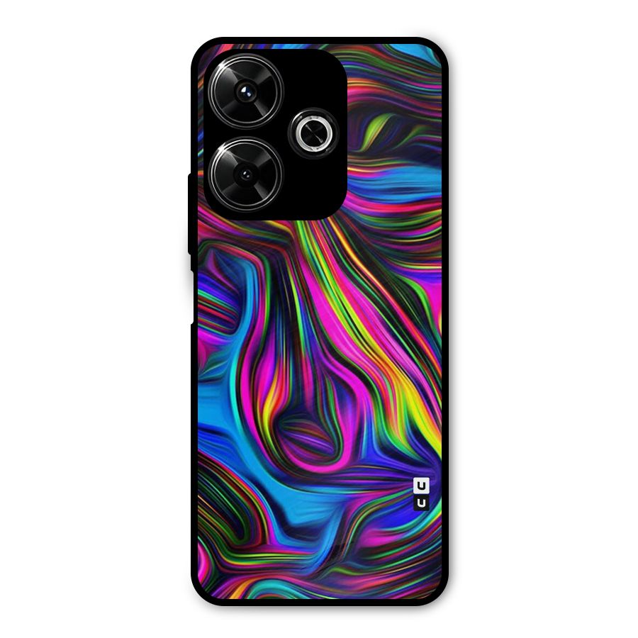 Dark Colorful Oil Abstract Metal Back Case for Poco M6 Plus