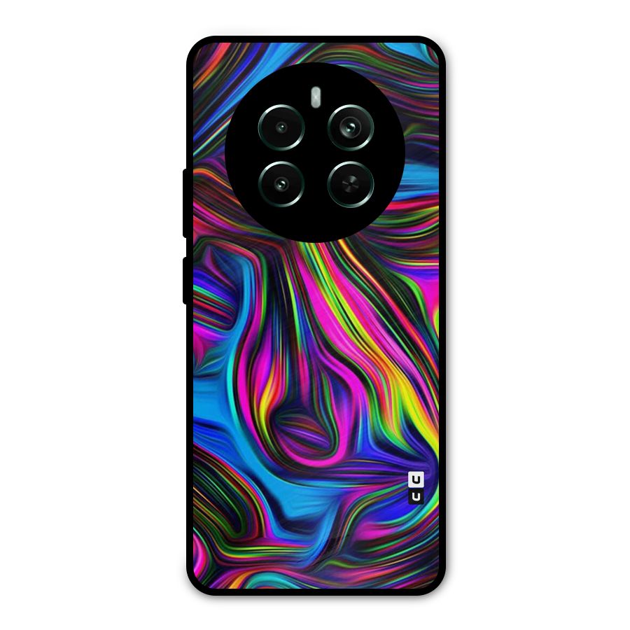 Dark Colorful Oil Abstract Metal Back Case for Realme 12 Pro Plus