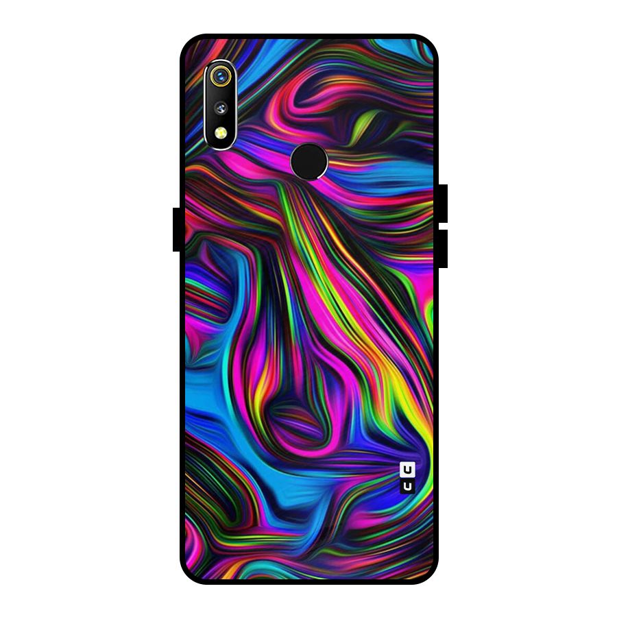 Dark Colorful Oil Abstract Metal Back Case for Realme 3i