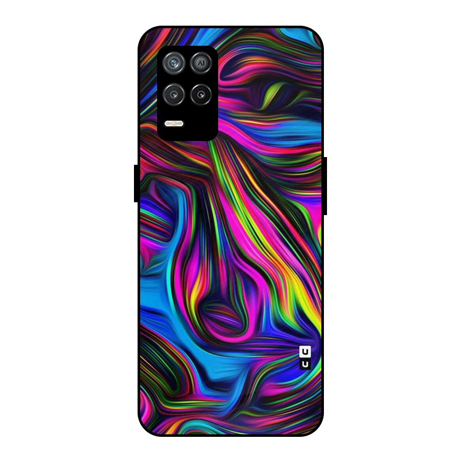 Dark Colorful Oil Abstract Metal Back Case for Realme 8s 5G