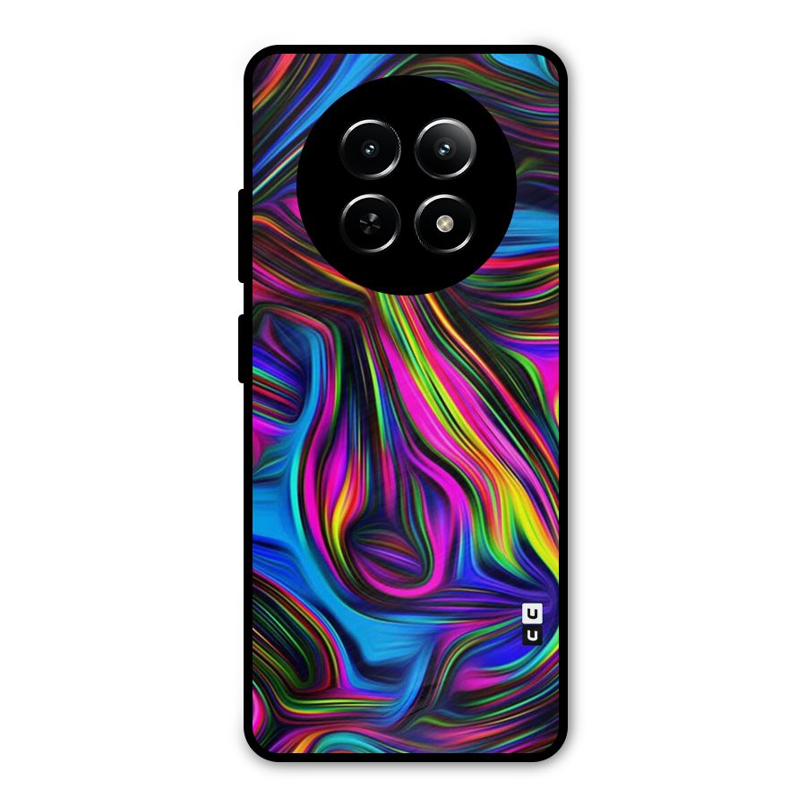 Dark Colorful Oil Abstract Metal Back Case for Realme Narzo 70x 5G