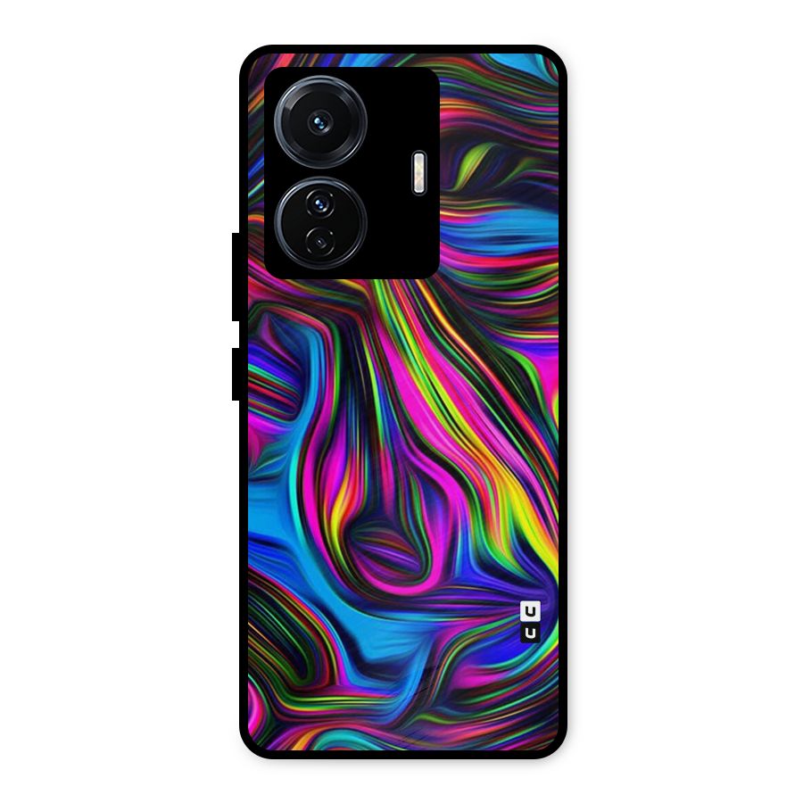 Dark Colorful Oil Abstract Metal Back Case for Vivo T1 Pro