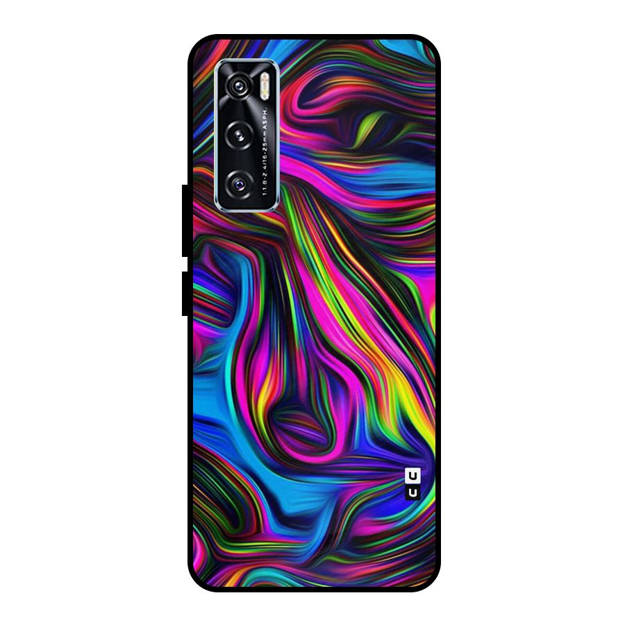 Dark Colorful Oil Abstract Metal Back Case for Vivo V20 SE
