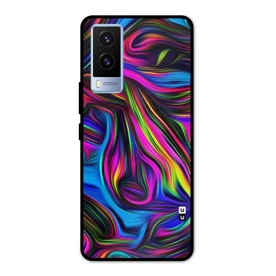 Dark Colorful Oil Abstract Metal Back Case for Vivo V21e 5G