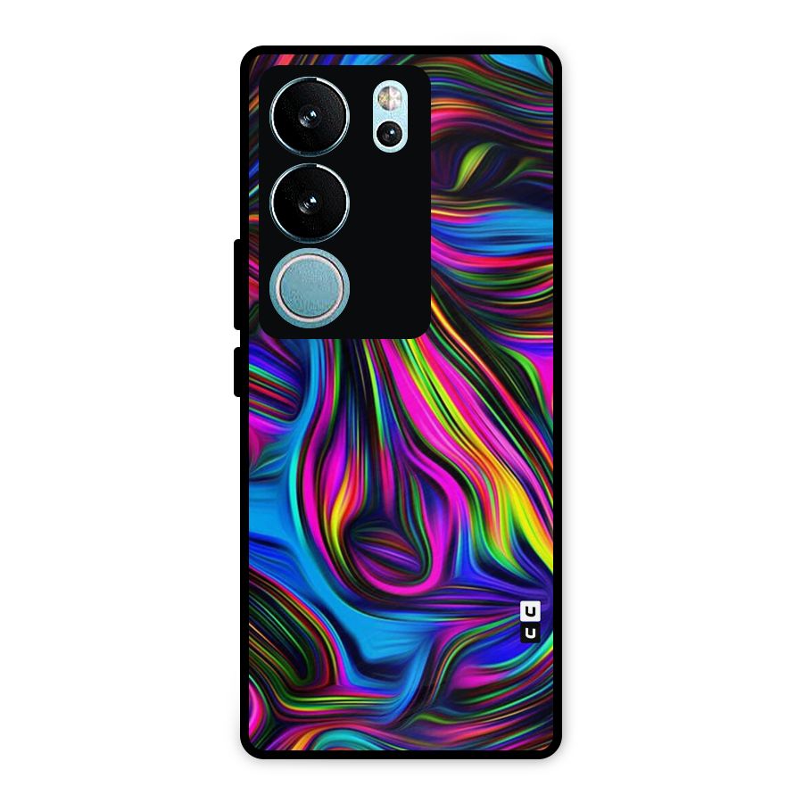 Dark Colorful Oil Abstract Metal Back Case for Vivo V29 Pro