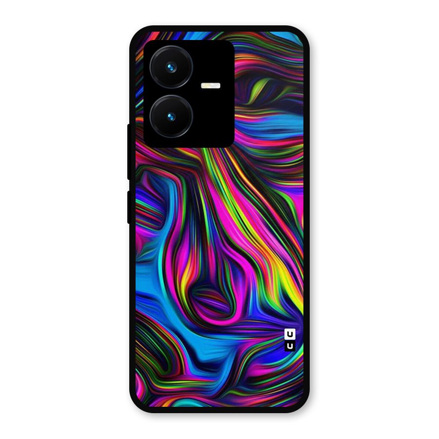 Dark Colorful Oil Abstract Metal Back Case for Vivo Y22