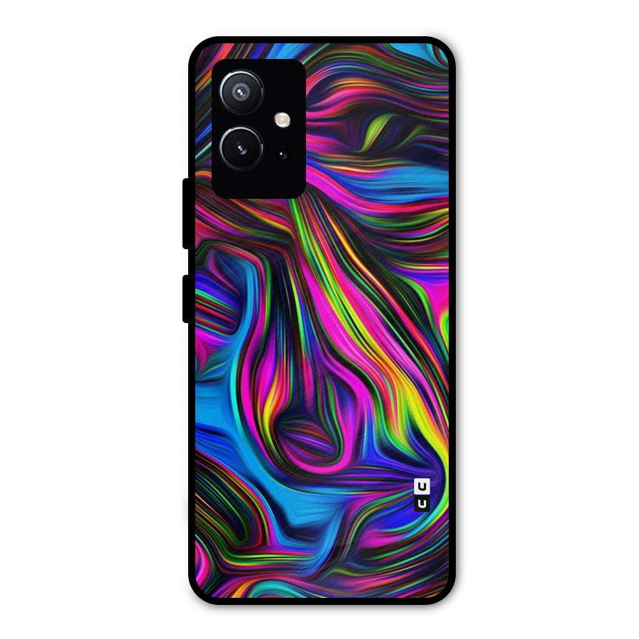 Dark Colorful Oil Abstract Metal Back Case for Vivo Y75 5G